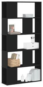 5 szintes fekete szerelt fa könyvespolc 80,5 x 23,5 x 162,5 cm