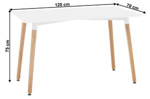 Fehér étkezőasztal DIDIER 4 NEW 120x70 cm