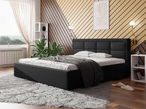 PALIGEN 2 franciaágy ágyneműtartóval és ágyráccsal 200x200 - fekete