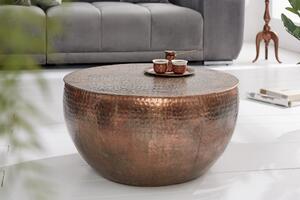 ORIENT bronz fém félgömb dohányzóasztal 60x60x30
