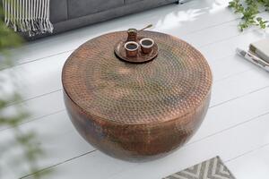 ORIENT bronz fém félgömb dohányzóasztal 60x60x30
