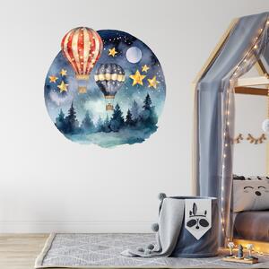 PIPPER. Kör alakú falmatrica "Hőlégballonok az erdő felett" Méret: 100cm