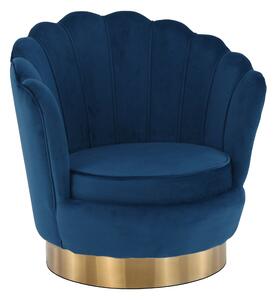 Dizájn fotel, kék Velvet szövet/arany, ROLIO