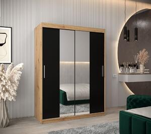 Tolóajtós gardróbszekrény 150 cm széles TIMEA 1 - artisan tölgy / fekete
