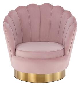 KONDELA Dizájn fotel, világos rózsaszín Velvet szövet/arany, ROLIO
