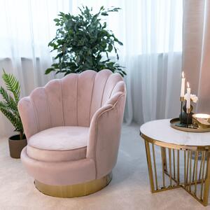 KONDELA Dizájn fotel, világos rózsaszín Velvet szövet/arany, ROLIO