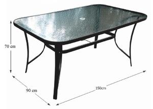 KONDELA Étkezőasztal, edzett üveg/acél, 150x90 cm, PASTER