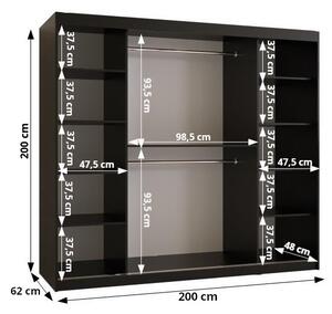 KATIE 2 gardróbszekérny - 200 cm, fehér / ezüst