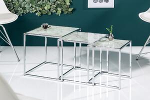 ELEMENTS fehér üveg lerakóasztal 40x40x42