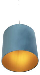 Függesztett lámpa velúr árnyalatú kék, arany 40 cm - kombinált