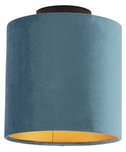 Mennyezeti lámpa velúr árnyalatú kék, arany 20 cm - kombinált fekete