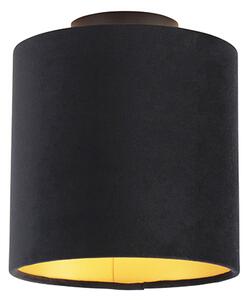 Mennyezeti lámpa velúr árnyalatú fekete, arannyal 20 cm - kombinált fekete