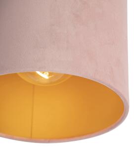 Mennyezeti lámpa velúr árnyalattal régi rózsaszín, arany 20 cm - kombinált fekete