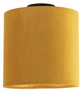 Mennyezeti lámpa velúr árnyalatú okkerrel, arany 25 cm - kombinált fekete