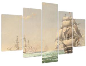 Kép - Fitz Henry Lane, The United States Frigate President Engaging the British Squadron, reprodukciók (150x105 cm)