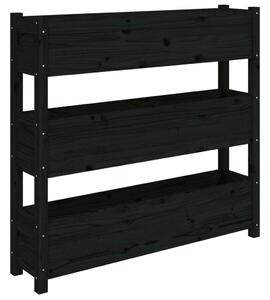 VidaXL fekete tömör fenyő növénytartó 112 x 25 x 104,5 cm