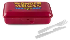 Uzsonnás doboz evőeszközökkel, L22xl13xH6,5 cm, Superhero Wonder Woman