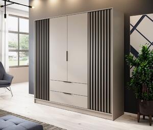 Négyajtós gardróbszekrény MARFA - szélesség 206 cm, kasmír / fekete