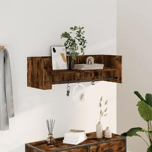 Füstölt tölgy színű szerelt fa fali polc 100 x 35 x 30,5 cm