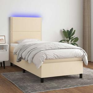VidaXL krémszínű szövet rugós és LED-es ágy matraccal 90x190 cm