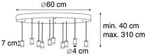 Modern függesztett lámpa fekete 60 cm 10 lámpa - Facil