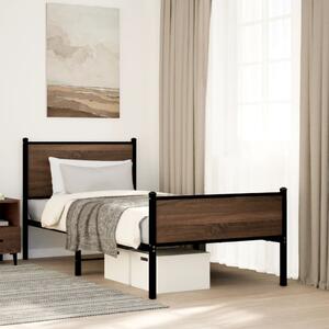 Barna tölgy színű fém ágykeret matrac nélkül 75 x 190 cm