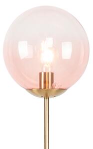 Art Deco állólámpa sárgaréz, rózsaszín üveggel - Pallon Mezzi
