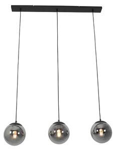 Art deco függesztett lámpa fekete füstüveggel, 3 lámpával - Pallon Mezzi