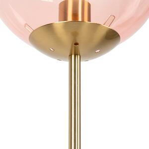 Art Deco állólámpa sárgaréz, rózsaszín üveggel - Pallon Mezzi