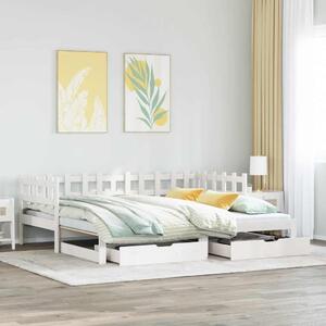 Fehér kihúzható heverő fiókokkal matrac nélkül 80 x 200 cm