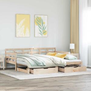 Kihúzható heverő fiókokkal matrac nélkül 90 x 190 cm