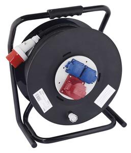 Kültéri kábeldob 33 m / 3 aljzat / fekete / gumi / 230V/400V / 2,5 mm2