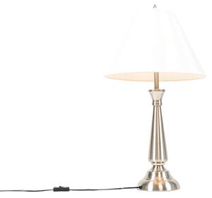 Klasszikus asztali lámpa acél krém árnyalattal - Taula