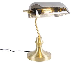 Klasszikus jegyző lámpa arany füstölt tükörüveggel - Bankár