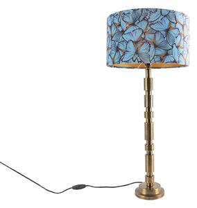 Art deco asztali lámpa bronz 35 cm-es árnyékban pillangó - Torre