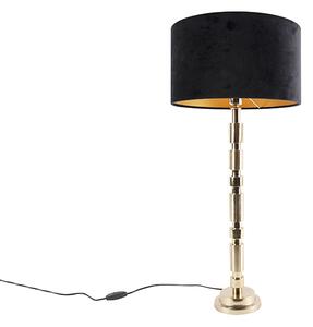 Art deco asztali lámpa, bársony árnyalatú fekete, 35 cm - Torre