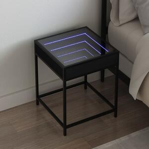 Fekete végtelen hatású LED-es éjjeliszekrény 40 x 40 x 51 cm