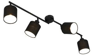 Modern mennyezeti lámpa fekete 89,5 cm-es, 4 lámpával állítható - Hetta
