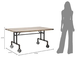 Asztal, MDF és Fém, Manhattan Természetes / Fekete, H160xSz91,5xM76 cm