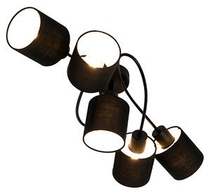 Modern mennyezeti lámpa fekete 5-lámpás - Hetta
