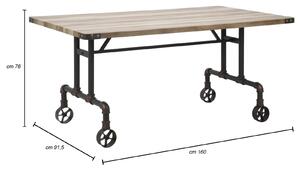 Asztal, MDF és Fém, Manhattan Természetes / Fekete, H160xSz91,5xM76 cm