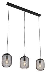 Ipari függesztett lámpa fekete 110 cm 3-lámpa - Bliss Mesh