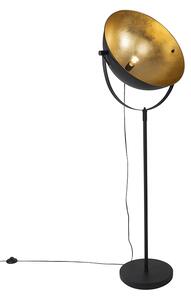 Ipari állólámpa, fekete, 50 cm, állítható arannyal - Magnax