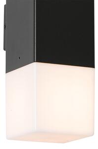 Fekete kültéri fali lámpa opál búrával 2 fényes IP44 - Dánia