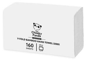 Kéztörlő, bambusz, V hajtogatott, 2 rétegű, 160 lap, 21,5x22,5 cm, CHEEKY PANDA, fehér (KHH917)