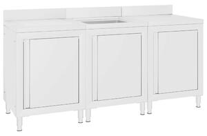 GastroMax Konyhai Mosogató Szekrény - Rozsdamentes Acél - 180x60x96 cm
