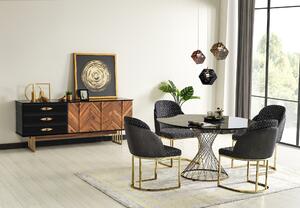 Asztal, Forgácslap és Fém Monaco Round Fekete / Arany, Ø130xm78 cm