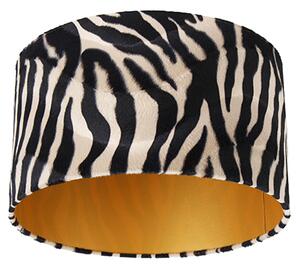 Velúr lámpaernyő zebra design 35/35/20 arany belül