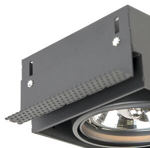 Süllyesztett spot fekete AR111 forgatható és dönthető szegély nélküli 2-lámpa - Oneon