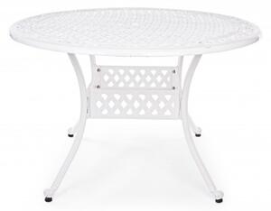 Fém Asztal, Ivrea Round Fehér + 4 Fém Szék, Faenza Fehér, Ø120xM73 cm